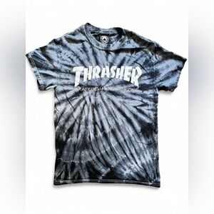 Thrasher Men’s Black and Gray Tie-Dye T-Shirt Size Small